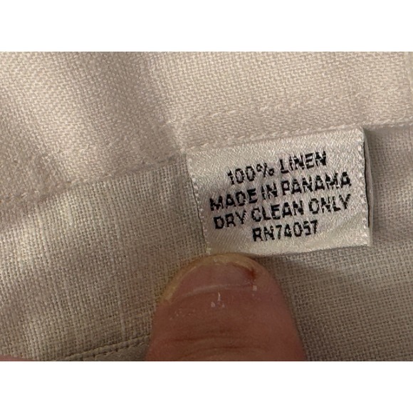 Panabrisa Corona Cubana Shirt 2XL Mens White Linen Guayabera Long‎ Sleeve Tropic - Picture 11 of 12